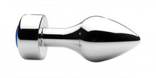 Lade das Bild in den Galerie-Viewer, Aluminium Butt Plug mit blauem Kristall - Medium
