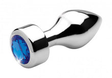 Lade das Bild in den Galerie-Viewer, Aluminium Butt Plug mit blauem Kristall - Medium