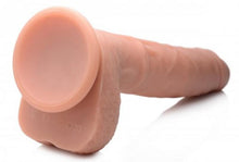 Lade das Bild in den Galerie-Viewer, Vibrierender und stoßender XL-Dildo mit Saugnapf und Hoden - Beige