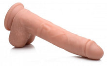 Lade das Bild in den Galerie-Viewer, Vibrierender und stoßender XL-Dildo mit Saugnapf und Hoden - Beige