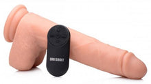 Lade das Bild in den Galerie-Viewer, Vibrierender und stoßender XL-Dildo mit Saugnapf und Hoden - Beige