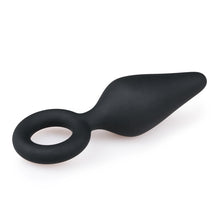 Lade das Bild in den Galerie-Viewer, Schwarze Buttplugs mit Zugring - Mittlere Größe