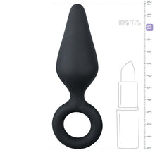 Lade das Bild in den Galerie-Viewer, Schwarze Buttplugs mit Zugring - Mittlere Größe