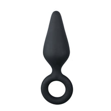 Lade das Bild in den Galerie-Viewer, Schwarze Buttplugs mit Zugring - Mittlere Größe