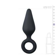 Lade das Bild in den Galerie-Viewer, Schwarzer Buttplug mit Zugring - Groß