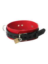 Lade das Bild in den Galerie-Viewer, Halsband aus Leder in Schwarz-Rot

